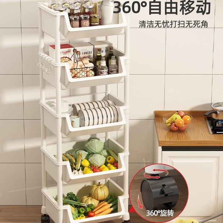 厨房置物架落地多层收纳架放菜小推车多功能果蔬菜篮子置物架
