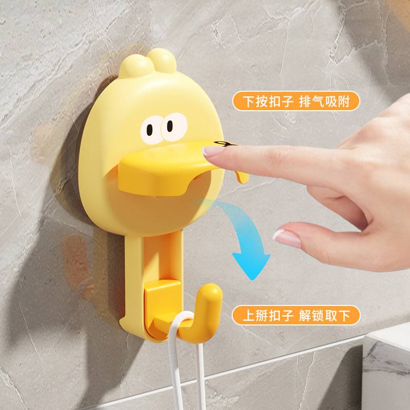 卡通立体吸盘挂钩真空免打孔装饰挂件衣帽粘钩门后厨房浴室挂钩
