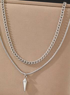 欧美跨境饰品 男士叠戴铆钉项链Necklace 小众嘻哈街头百搭毛衣链