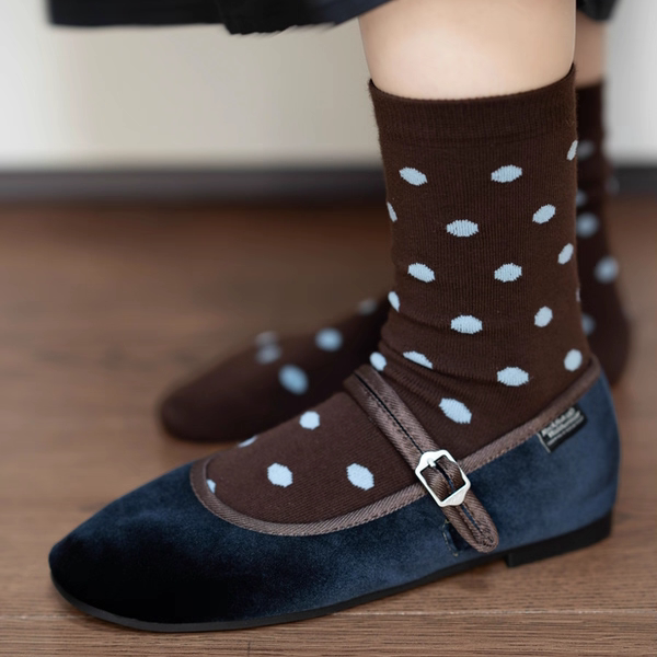 BigSocks蓝棕波点无骨棉袜