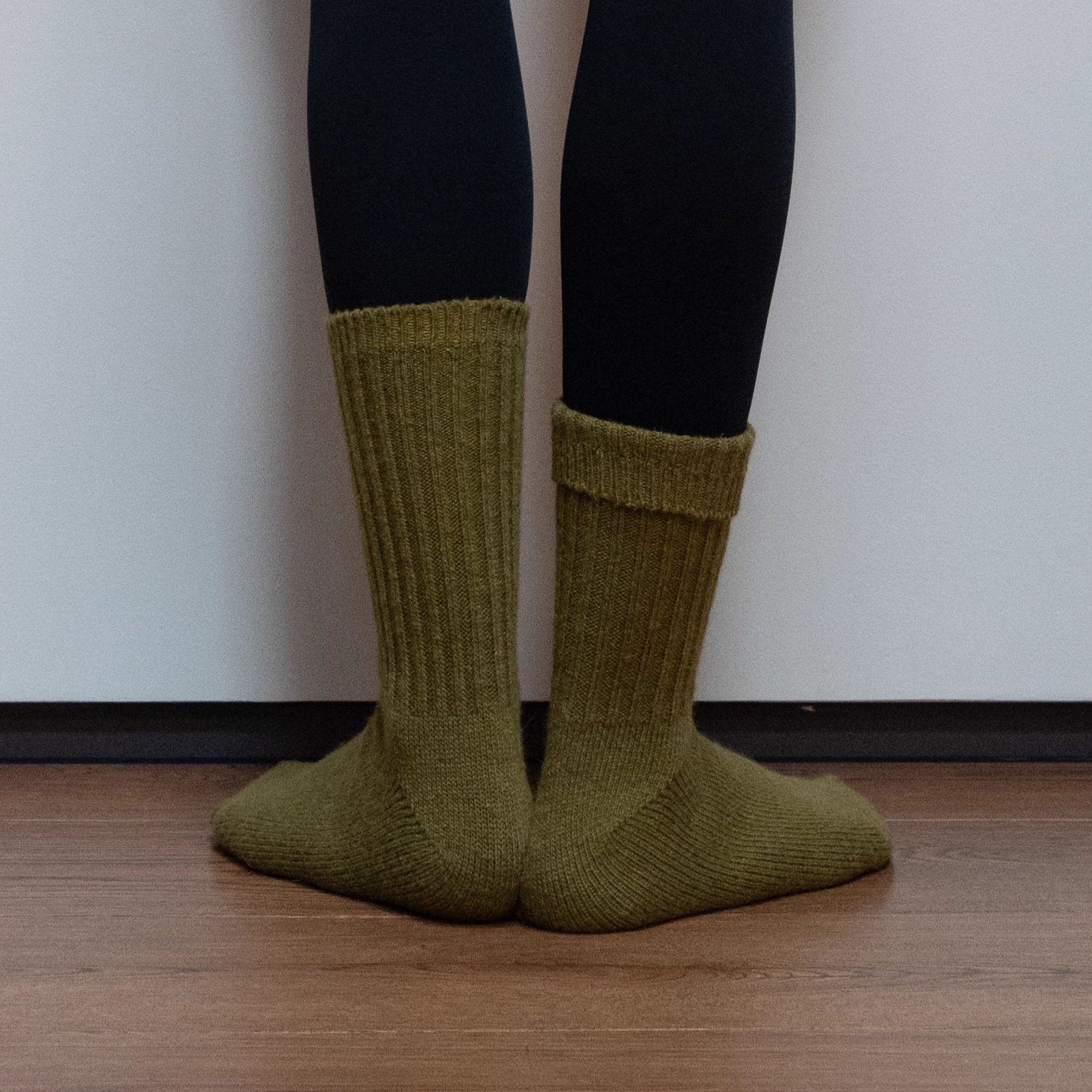 BigSocks羊毛兔毛保暖中筒针织袜厚实秋冬复古绿ins风女粗针毛线