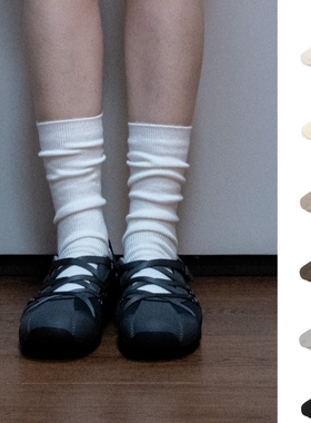 BigSocks薄绒羊毛中筒袜堆堆袜柔软亲肤竖纹保暖秋冬百搭基础经典