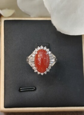 润石珠宝铂900珊瑚戒指13#   JZ001515