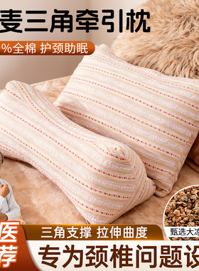 荞麦壳颈椎枕头助睡眠三角连体枕成人护脖子反弓矫正艾草组合枕芯
