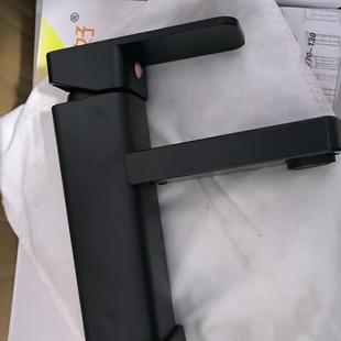 卫浴龙头 洗脸盆冷热水龙头全铜黑色四方单孔台上台下陶瓷盆加高款