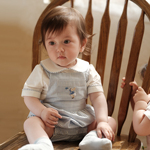 three sailors英伦条纹宝宝夏季短袖爬服男童背带裤套装刺绣上衣