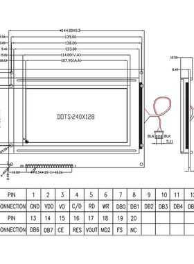 240128A4图形点阵屏T6963液晶模块替换台湾晶采AMPIRE-AG240128G