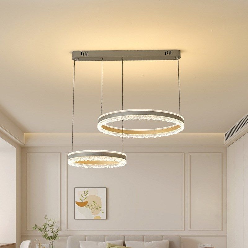 客厅灯吊灯轻奢拉丝铝材圆环大厅主灯大气卧室房间餐厅灯设计师款