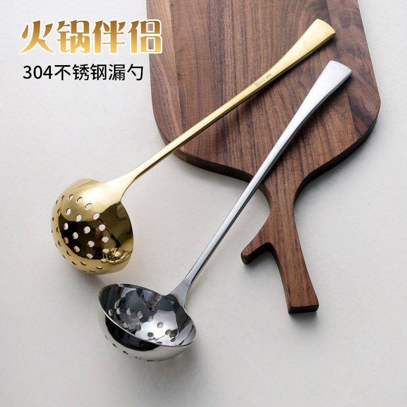 J6DA304不锈钢大汤勺 盛汤盛粥锅勺厨具家用汤瓢汤壳长柄勺子金银