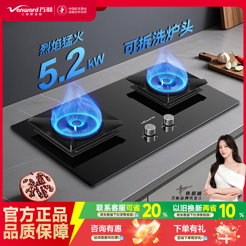 万和燃气灶家用双灶厨房灶具天然气液化气嵌入式猛火台灶C5L90S国