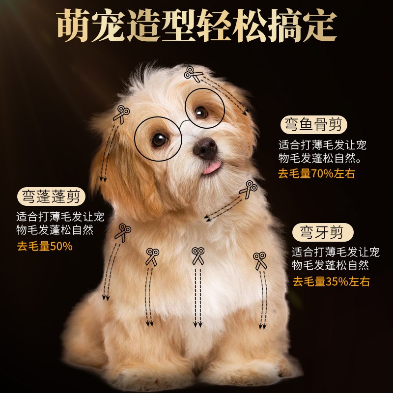 宠物剪刀狗狗剪毛专用工具套装弯牙弯蓬蓬剪弯鱼骨剪泰迪修剪神器