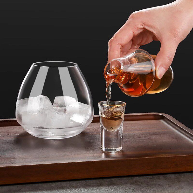 日式冰酒壶清酒壶分酒器家用套装轻奢酒具清酒壶透明高级感酒杯