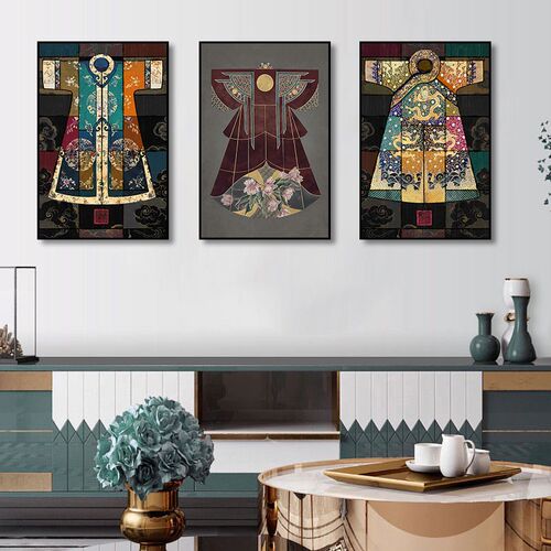 龙袍装饰画新中式客厅玄关服装店挂画茶室沙发背景墙古典服饰壁画
