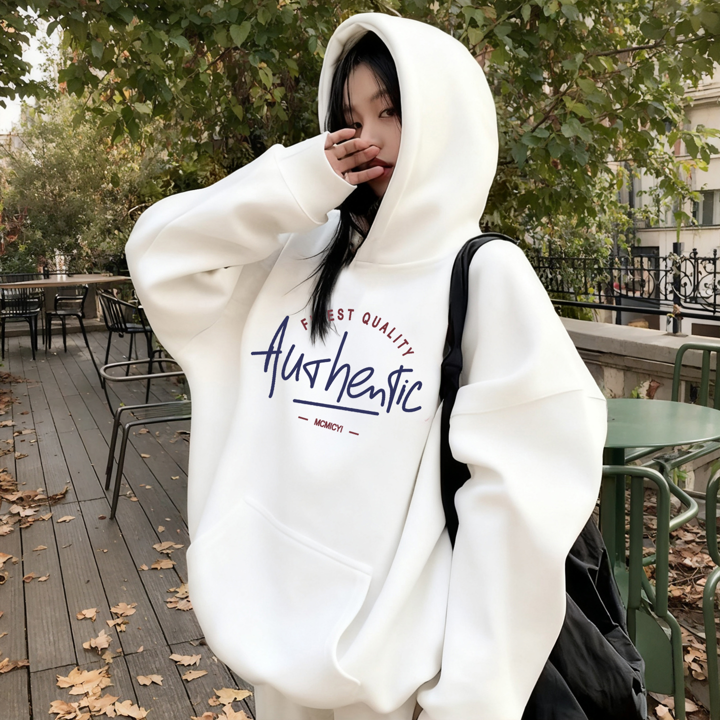 白色加绒加厚连帽卫衣外套女美式纯棉2025秋冬爆款巨好看宽松上衣