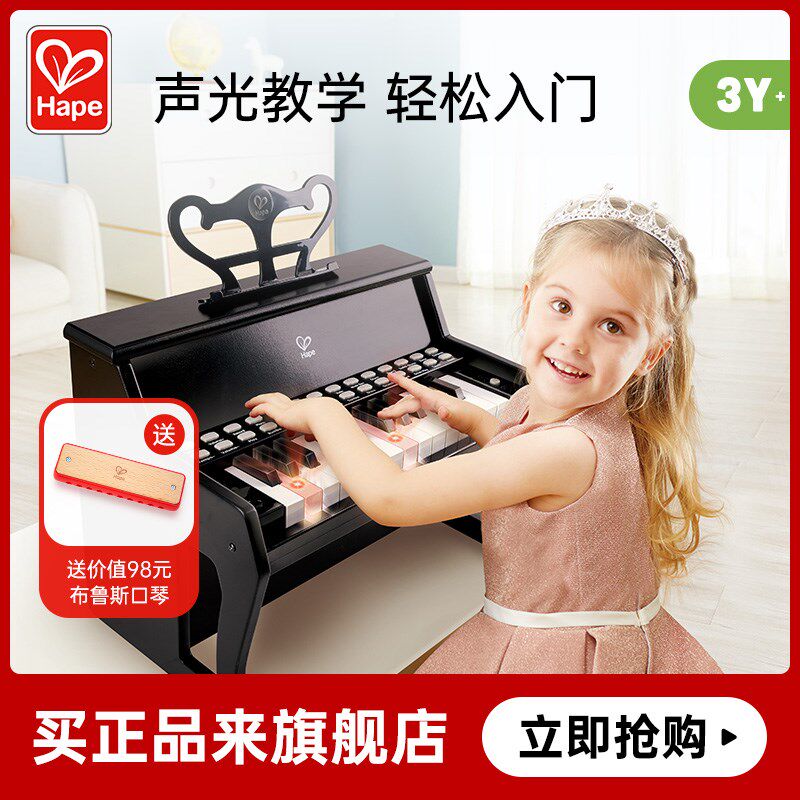 Hape25键灯光教学钢琴u多功能电子琴初学儿童宝宝男女孩音乐玩具3