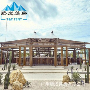 民丹岛安梦沙g漠帐篷酒店张拉膜结构接待大厅酒吧餐厅天幕遮阳雨