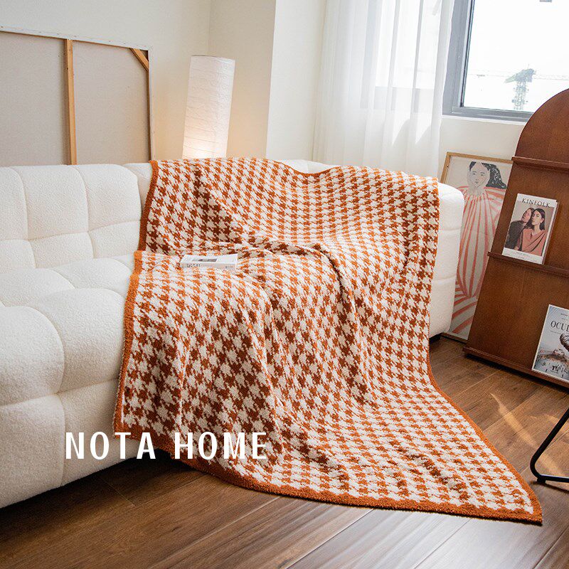 毛绒沙发毯千鸟格高级感空调毯春季盖毯单人斗Q篷披肩办公室午睡