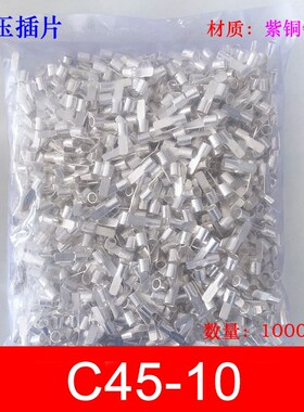 1000只C45-10平p方 冷压式DZ47插针插片铜接线端子线耳线鼻子紫铜