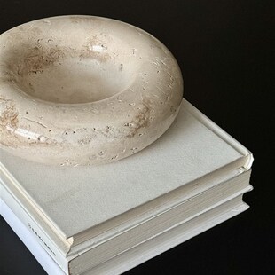 洞石香盘 鼠尾草圣木扩香盘置物盘大理石客厅装饰拍摄