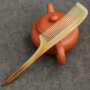 天然白牦牛角分发梳子尖尾盘发梳子挑梳造型密梳齿顺发牛角梳