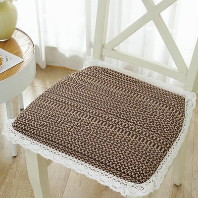 加厚实木海绵椅子垫透气棉麻坐垫凳子饭店居家防滑座垫可拆洗简约