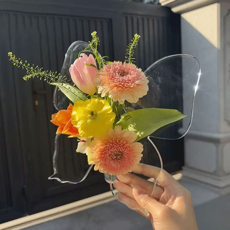 ins风蝴蝶透明花瓶水培插花花瓶