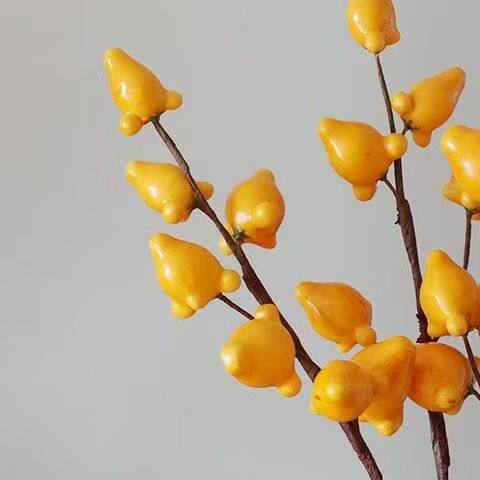 仿真黄金果年宵花福桶装饰配件