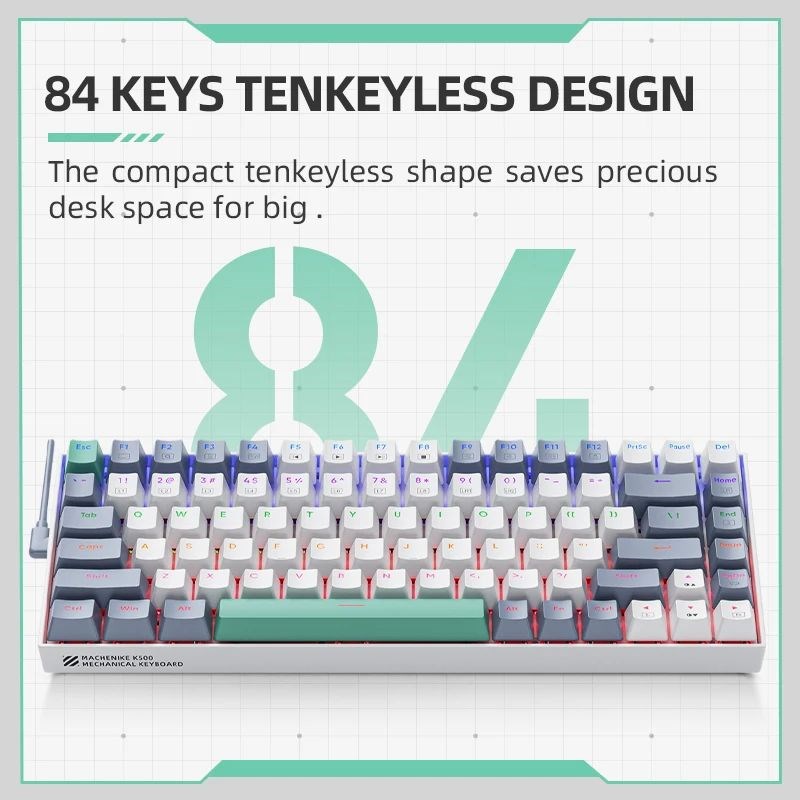 Machenike K50j0-B84 TKL Wired Mechanical Keyboard 84 Keys LE