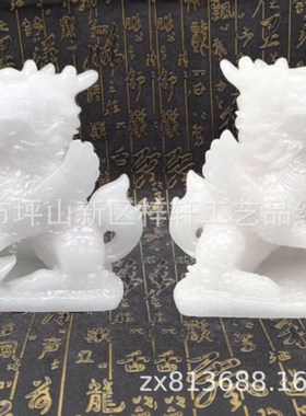 金色麒麟摆件一对绿色麒麟黄色白色店铺饭店酒店