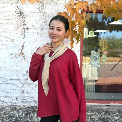 辽锦柞蚕丝三角巾针织女士纯色围巾百搭休闲