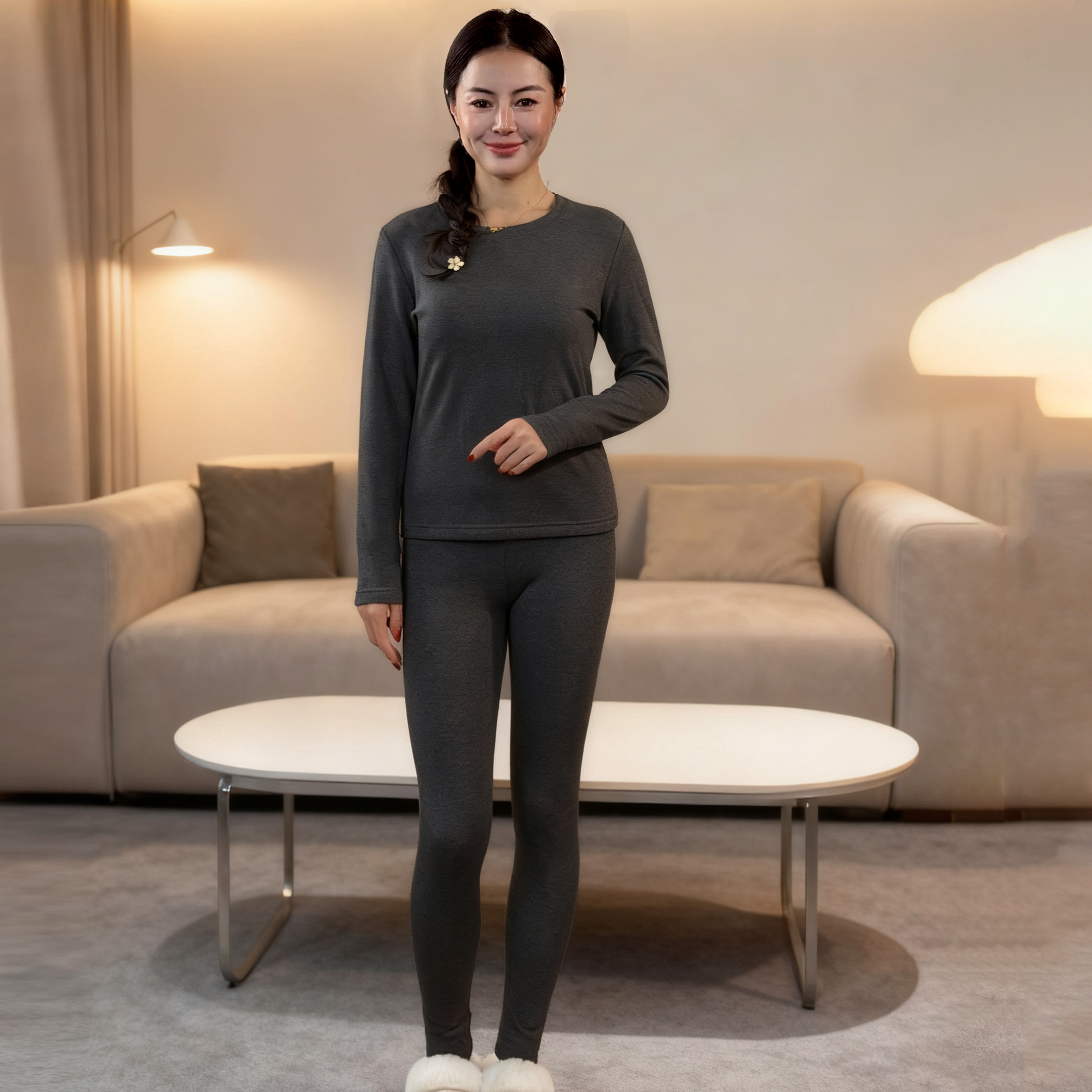 辽锦柞蚕丝【微暇款】加绒款秋衣秋裤女士厚款柔软保暖居家秋冬