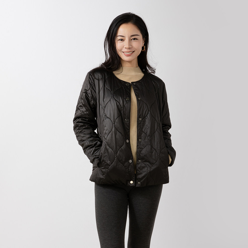 辽锦柞蚕丝长袖蚕丝服圆领黑色保暖百搭简约