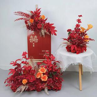 婚庆花周岁布置订婚花艺摆件婚礼地排花假花装饰迎宾花路引花