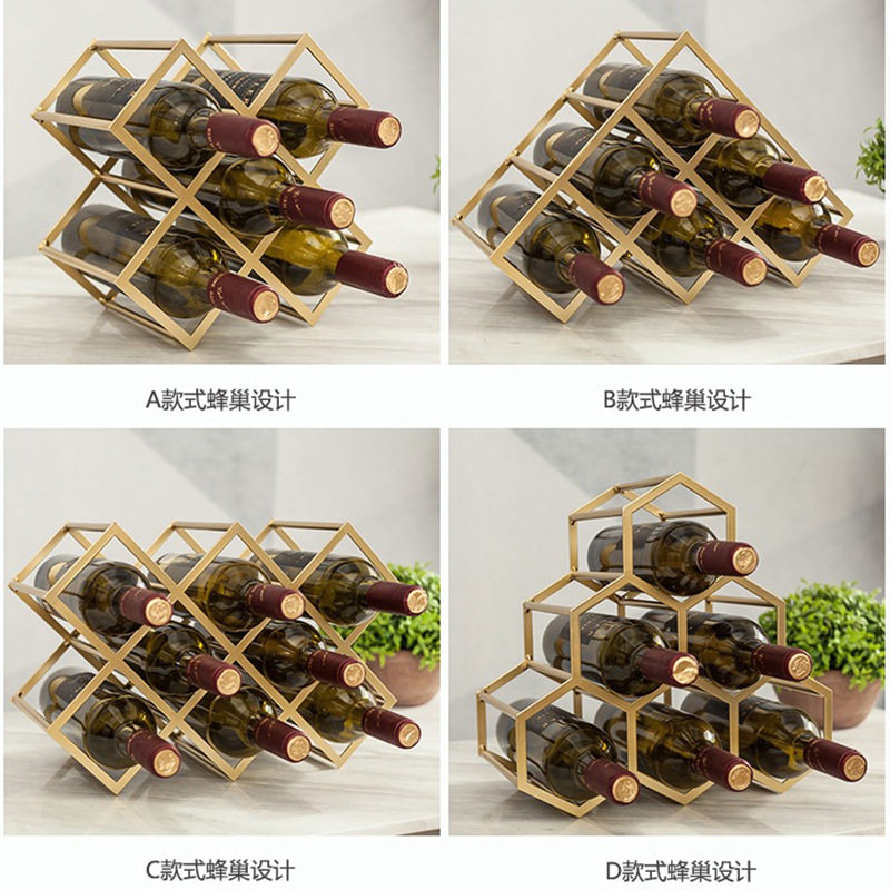 北欧铁艺多层菱形红酒架