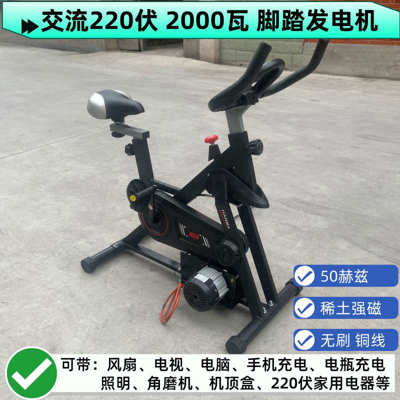 220V伏2000瓦动感单车脚踏发电机健身12伏48V60V72伏永磁交流充电