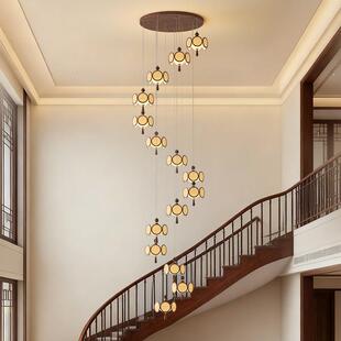宋氏美学中式吊灯法式中古风别墅客厅挑空小复式高级旋转楼梯吊灯