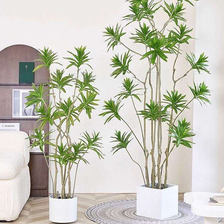 家居软装假花绿植落地仿生植物室内轻奢假盆栽花百合竹子竹叶盆景