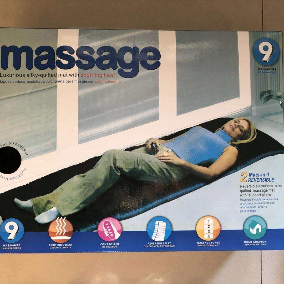 直销9个头家用多功能电动加热按摩床垫可折叠震动按摩靠垫