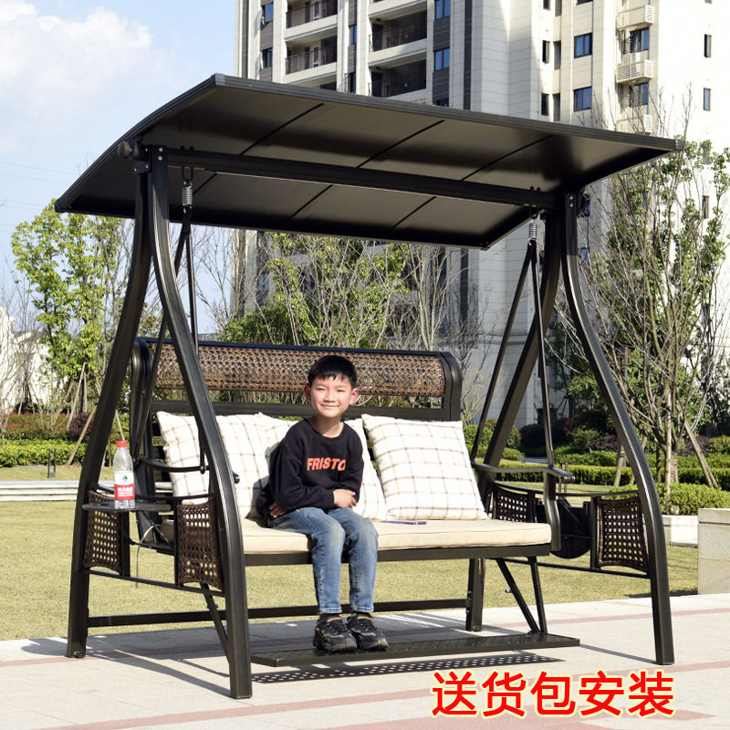 户外热销款豪华铸铝合金荡秋千摇椅庭院花园露天阳台吊篮藤椅吊床