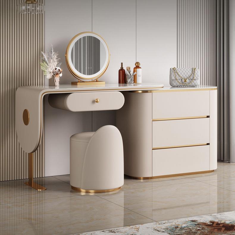 现代简约卧室高级感轻奢主卧岩板梳妆台实木化妆桌化妆台斗柜一体