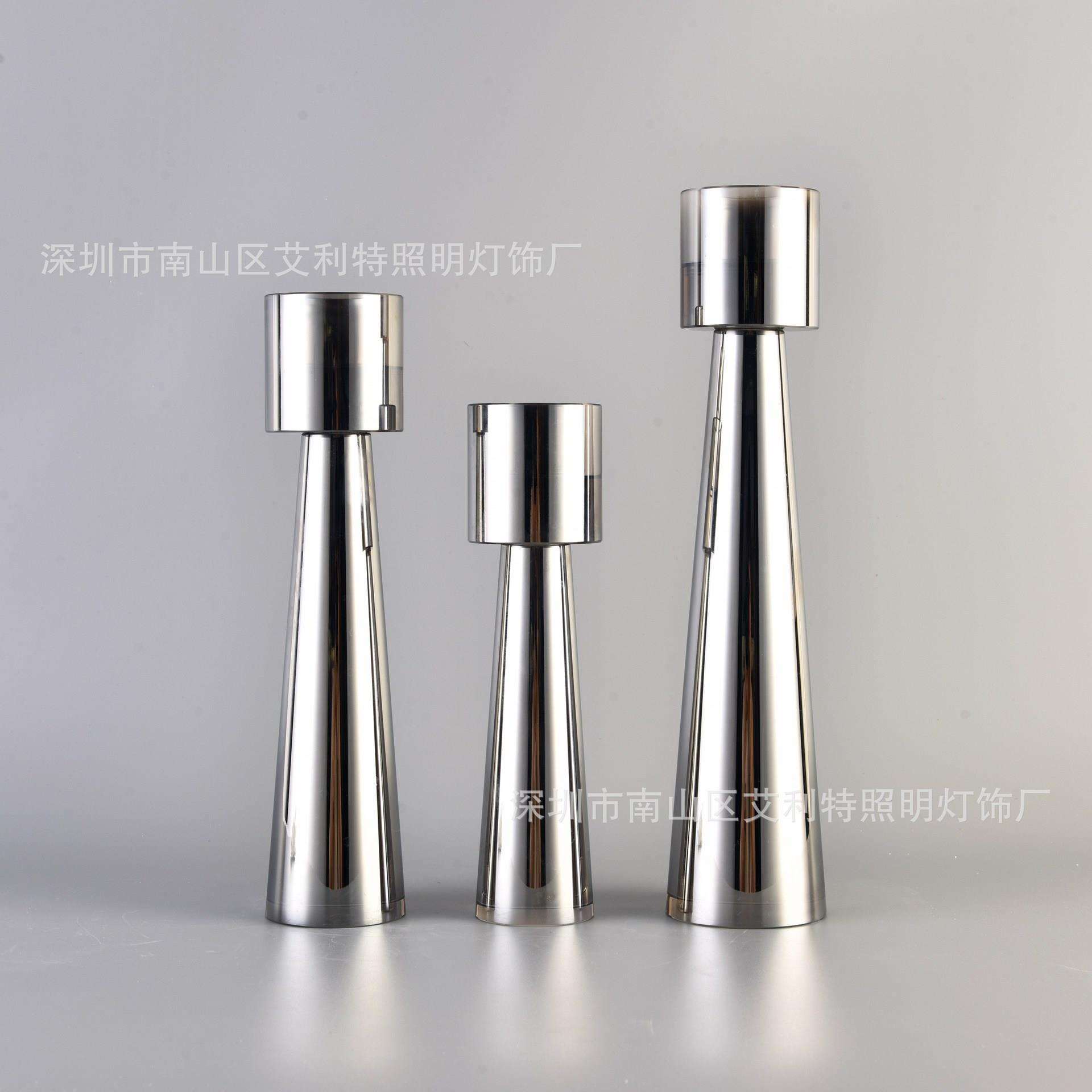 简约欧式银色水晶烛台装饰品摆件美式样板房餐边桌玄关工艺品摆设