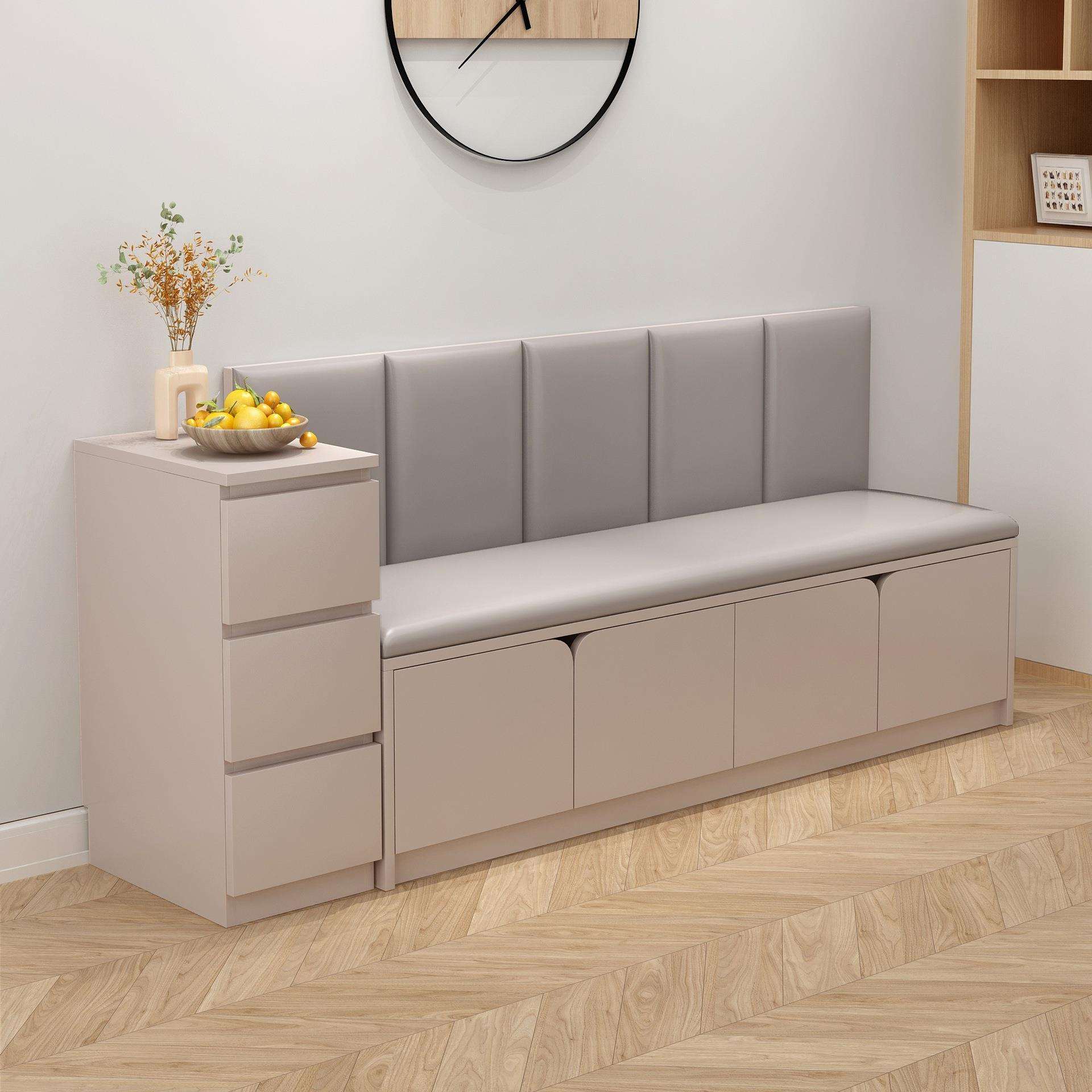 实木卡座沙发客厅软包坐垫一体柜家用餐饮奶茶店可定制收纳储物