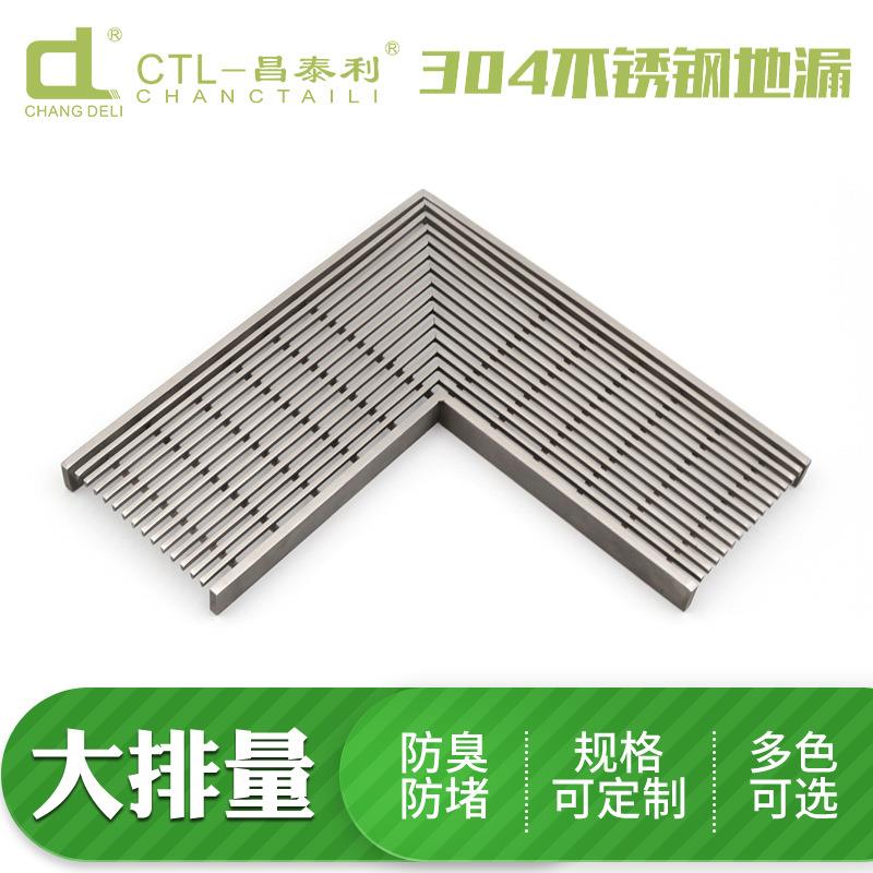 90°直角线型地漏304不锈钢大排量直角淋浴房下水道防堵长条地漏