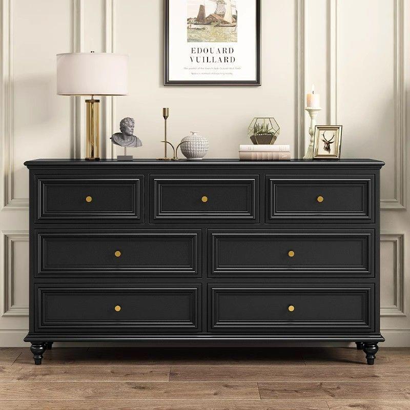 美式五斗柜收纳柜轻奢储物柜抽屉柜六斗柜卧室靠墙收纳柜实木斗柜