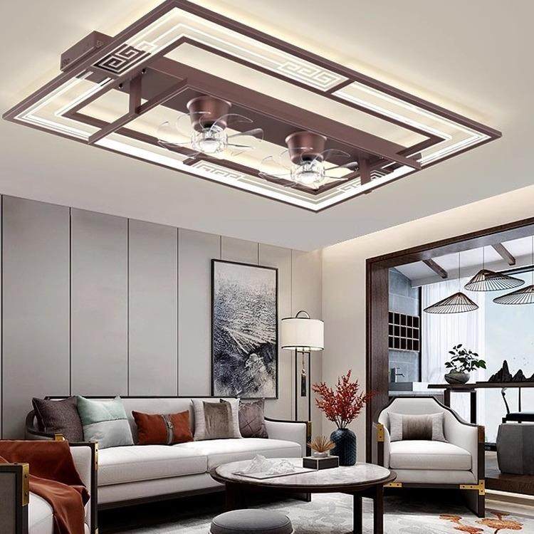 新中式客厅灯带风扇简约现代吸顶灯LED静音餐厅灯圆形书房卧室灯