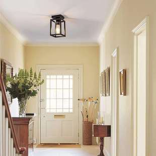 复古工业风铁艺吸顶灯电商美式 乡村厨房过道库房灯具E26陶瓷