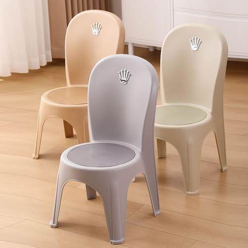 家居靠背椅加厚软包皮革塑料椅子高椅客厅卧室防滑成人踩脚可叠放