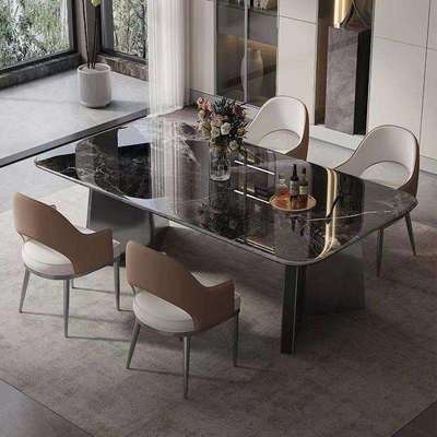 意式岩板餐桌长方形家用小户型饭桌现代简约轻奢桌子