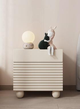 BER108奶油风床头柜现代简约卧室网红床边柜轻奢床头收纳柜水性漆