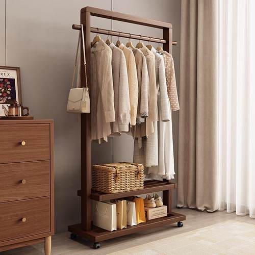 挂衣架实木落地衣帽架家用简易衣架卧室移动挂衣服